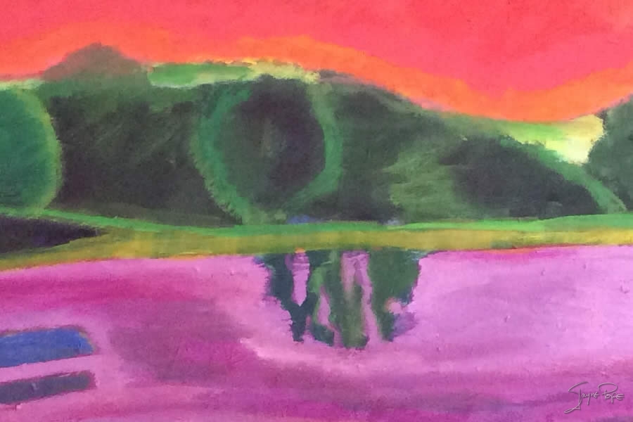 Extract of Mauve Lake I by Contemporary British Artist Jayne Pope