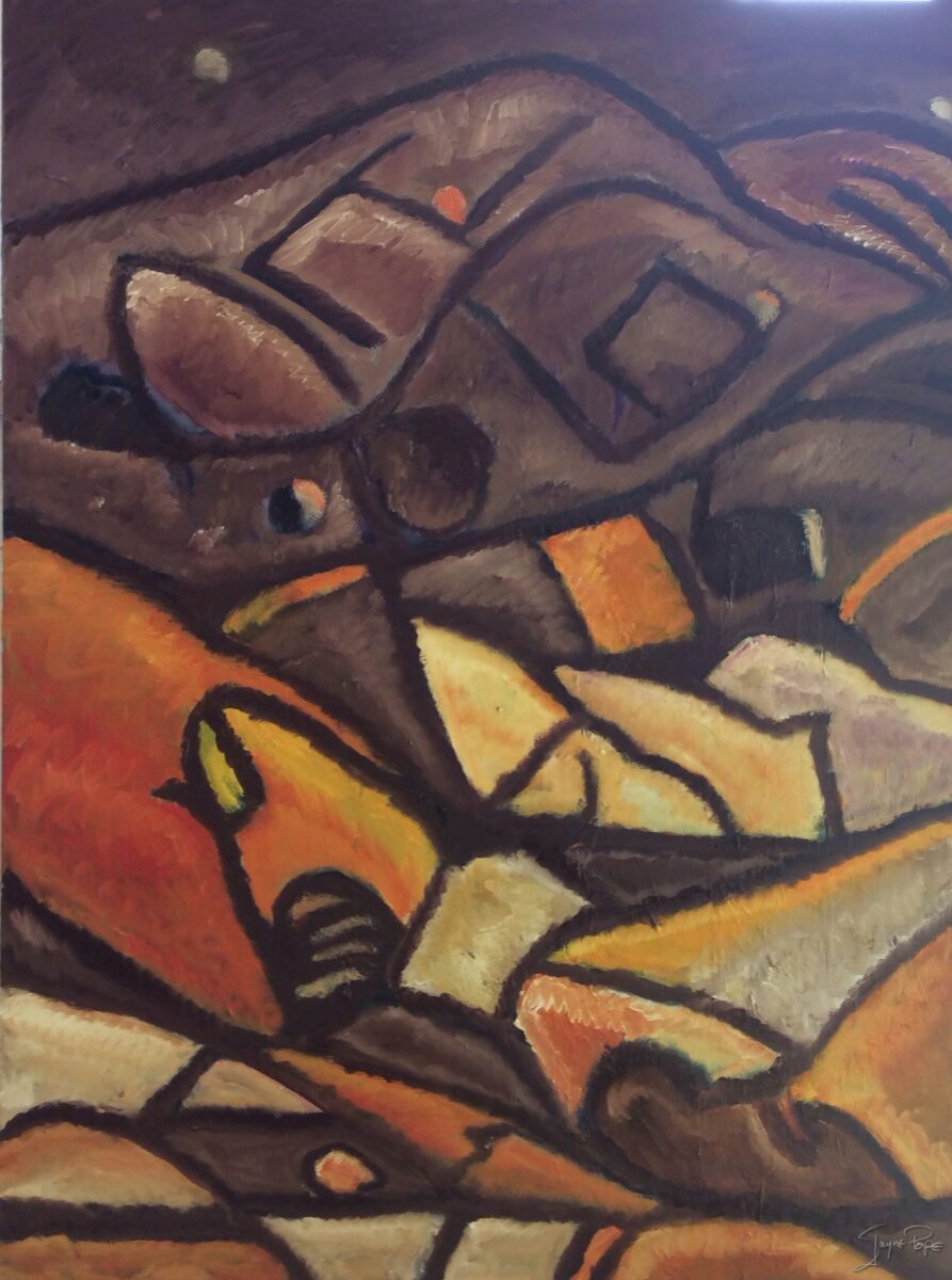 Boulders at night by contemporary British artist Jayne Pope