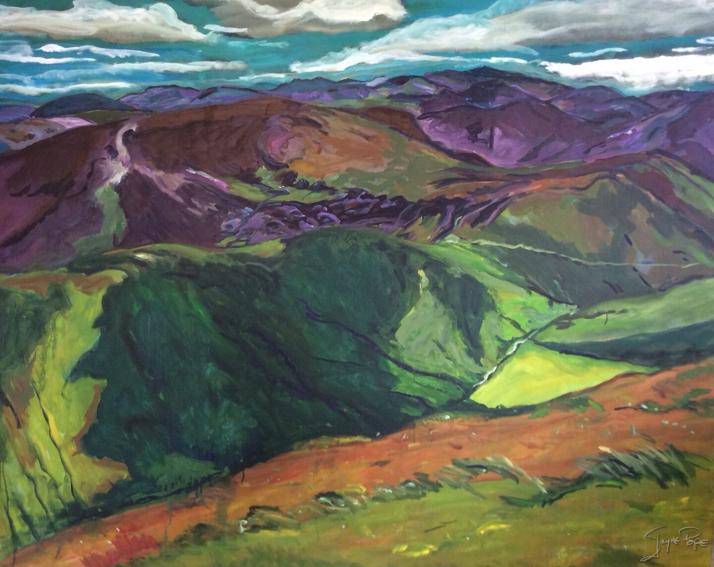 Toward the scarfell group from Robinson by contemporary artist Jayne Pope