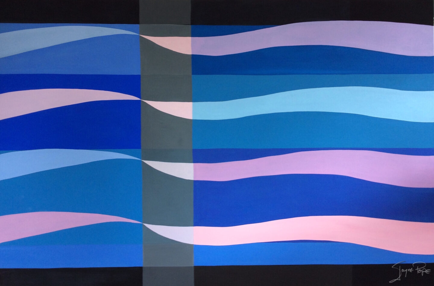 4 large blue rivers, acrylic gouache on canvas